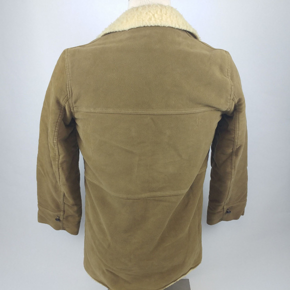 Vintage Airman Mens Barn Coat Tan Suede Wool Small - Picture 3 of 8
